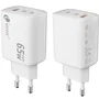 Leotec Cargador de Pared GaN 65W Ultra Slim 2xUSB-C PD + 1xUSB-A Blanco